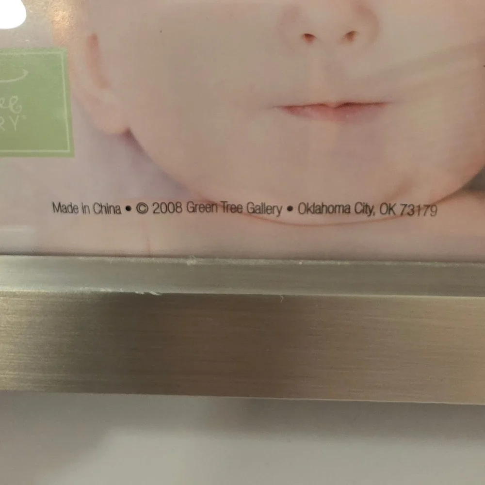 Green Tree Gallery Baby Picture Frame 6x4 Pewter Bunny Blocks Metal Base 2008